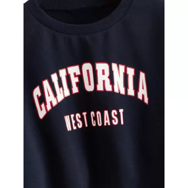 SweatyRocks Women's Casual Long Sleeve Crew Neck Letter Print Crop Top Sweatshirt