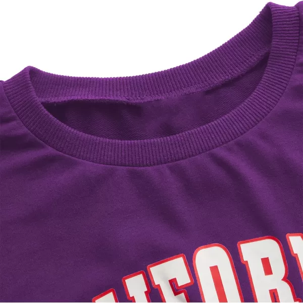 SweatyRocks Women's Casual Long Sleeve Crew Neck Letter Print Crop Top Sweatshirt