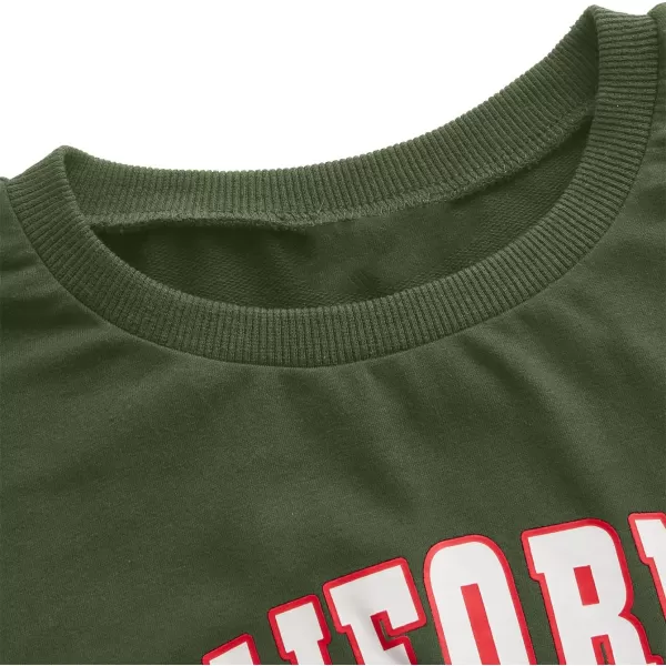 SweatyRocks Women's Casual Long Sleeve Crew Neck Letter Print Crop Top Sweatshirt