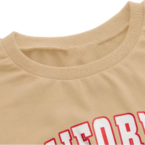 SweatyRocks Women's Casual Long Sleeve Crew Neck Letter Print Crop Top Sweatshirt