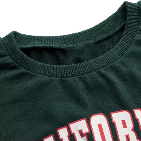 SweatyRocks Women's Casual Long Sleeve Crew Neck Letter Print Crop Top Sweatshirt