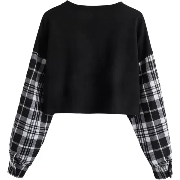 SweatyRocks Women's Casual Long Sleeve Crew Neck Letter Print Crop Top Sweatshirt