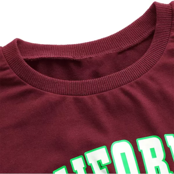 SweatyRocks Women's Casual Long Sleeve Crew Neck Letter Print Crop Top Sweatshirt