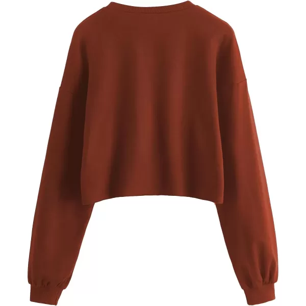 SweatyRocks Women's Casual Long Sleeve Crew Neck Letter Print Crop Top Sweatshirt
