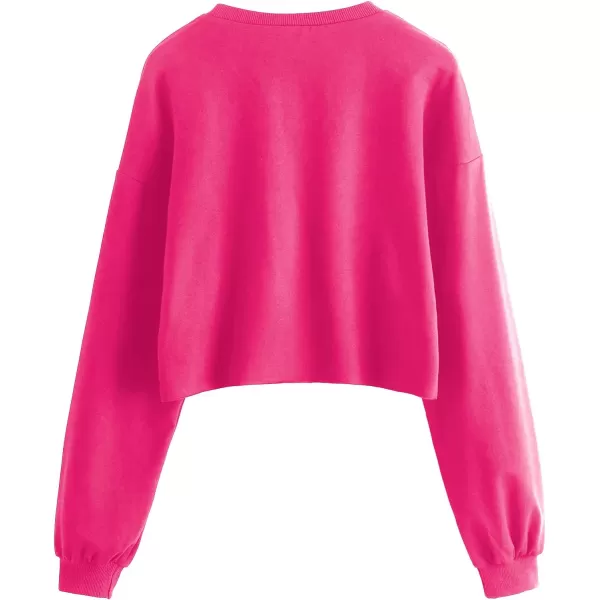 SweatyRocks Women's Casual Long Sleeve Crew Neck Letter Print Crop Top Sweatshirt