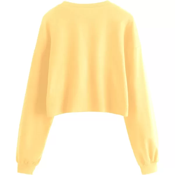 SweatyRocks Women's Casual Long Sleeve Crew Neck Letter Print Crop Top Sweatshirt