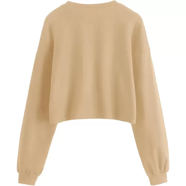 SweatyRocks Women's Casual Long Sleeve Crew Neck Letter Print Crop Top Sweatshirt