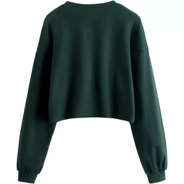 SweatyRocks Women's Casual Long Sleeve Crew Neck Letter Print Crop Top Sweatshirt