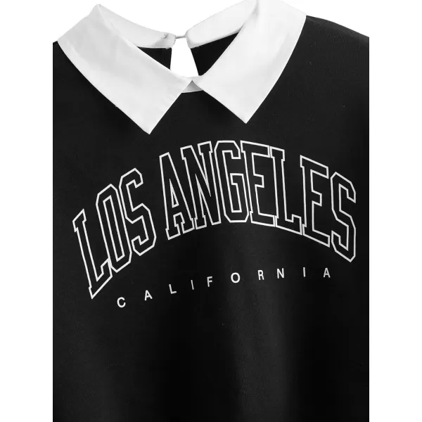 SweatyRocks Women's Casual Long Sleeve Crew Neck Letter Print Crop Top Sweatshirt