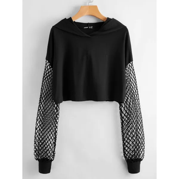 SweatyRocks Women's Casual Long Sleeve Crew Neck Letter Print Crop Top Sweatshirt
