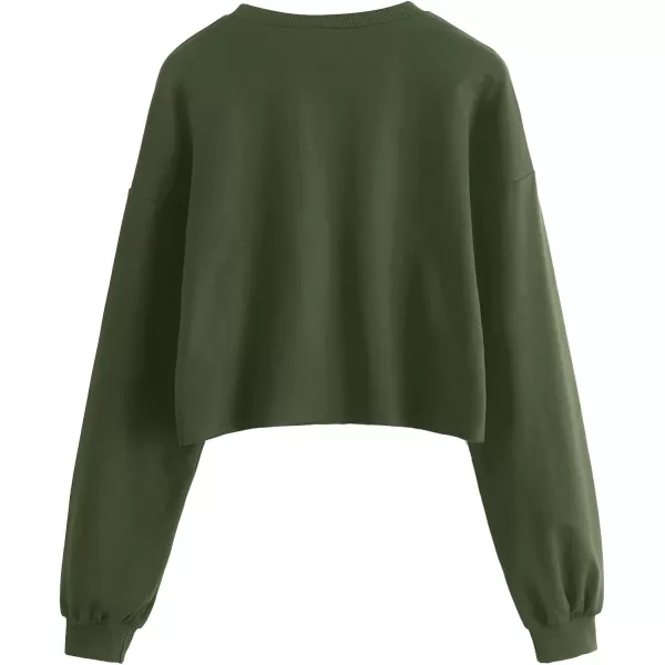 SweatyRocks Women's Casual Long Sleeve Crew Neck Letter Print Crop Top Sweatshirt