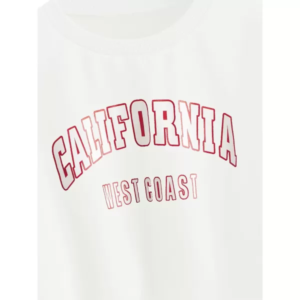 SweatyRocks Women's Casual Long Sleeve Crew Neck Letter Print Crop Top Sweatshirt