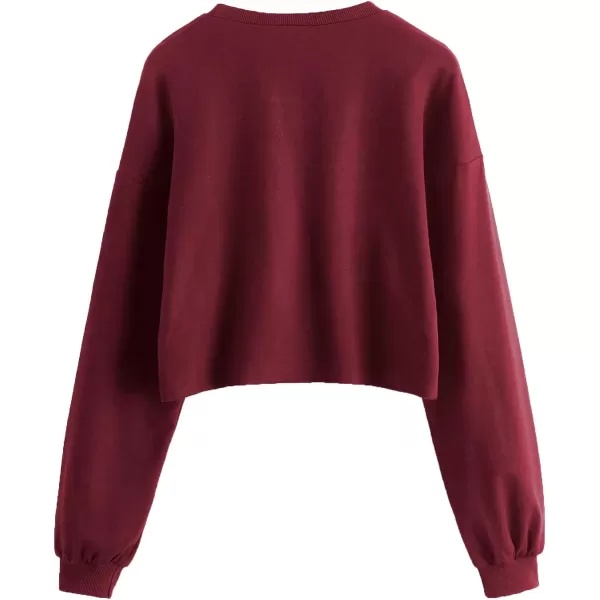 SweatyRocks Women's Casual Long Sleeve Crew Neck Letter Print Crop Top Sweatshirt
