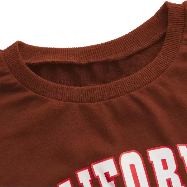 SweatyRocks Women's Casual Long Sleeve Crew Neck Letter Print Crop Top Sweatshirt