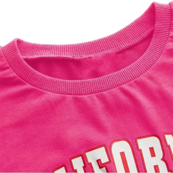 SweatyRocks Women's Casual Long Sleeve Crew Neck Letter Print Crop Top Sweatshirt