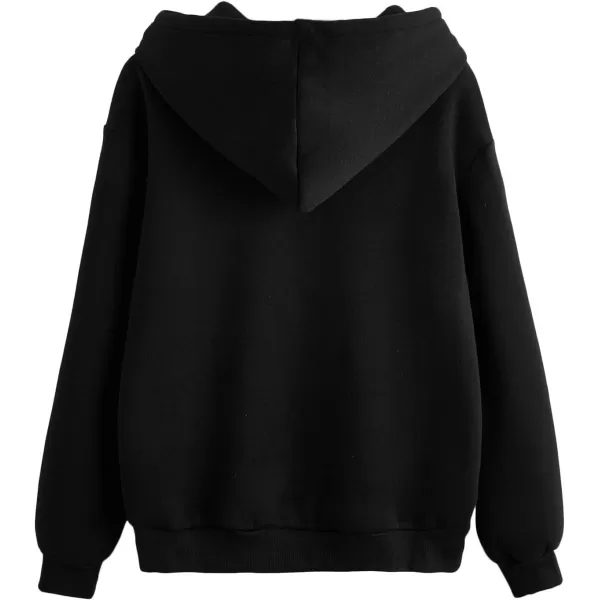 SweatyRocks Women's Casual Long Sleeve Graphic Drawstring Hooded Sweatshirt Tops with Pocket