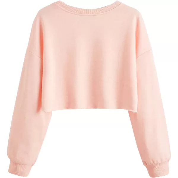 SweatyRocks Women's Casual Long Sleeve Raw Hem Pullover Crop Tops Sweatshirts