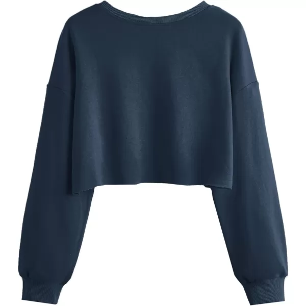 SweatyRocks Women's Casual Long Sleeve Raw Hem Pullover Crop Tops Sweatshirts