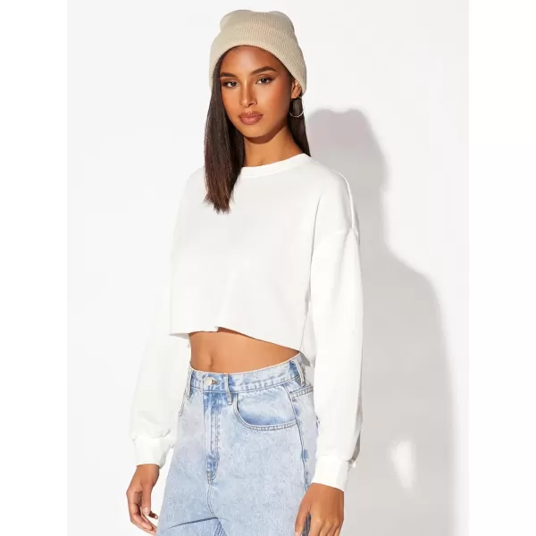 SweatyRocks Women's Casual Long Sleeve Raw Hem Pullover Crop Tops Sweatshirts