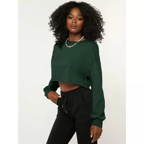 SweatyRocks Women's Casual Long Sleeve Raw Hem Pullover Crop Tops Sweatshirts