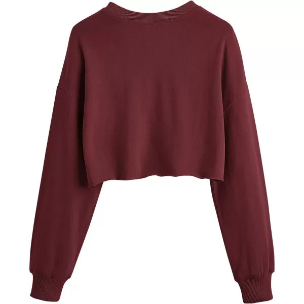 SweatyRocks Women's Casual Long Sleeve Raw Hem Pullover Crop Tops Sweatshirts