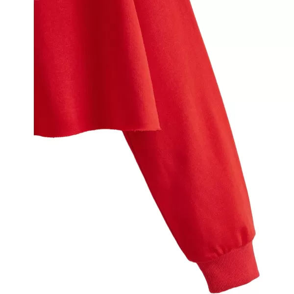 SweatyRocks Women's Casual Long Sleeve Raw Hem Pullover Crop Tops Sweatshirts