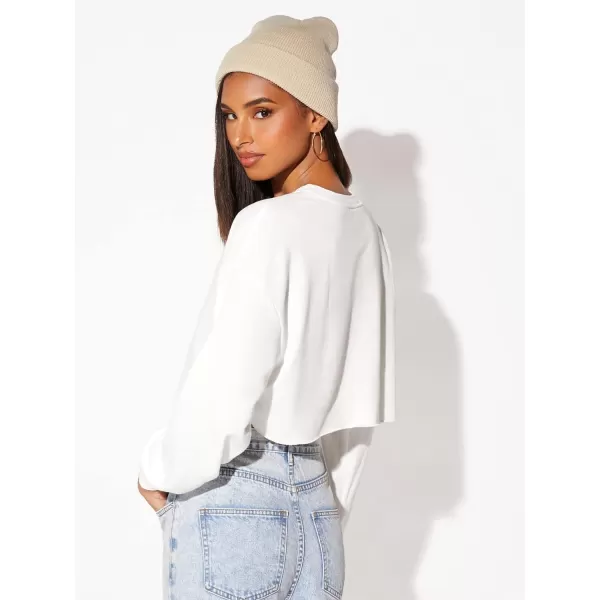 SweatyRocks Women's Casual Long Sleeve Raw Hem Pullover Crop Tops Sweatshirts
