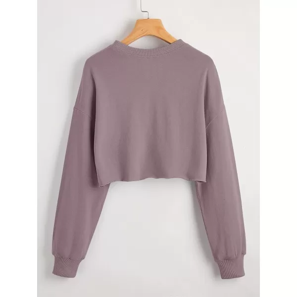 SweatyRocks Women's Casual Long Sleeve Raw Hem Pullover Crop Tops Sweatshirts