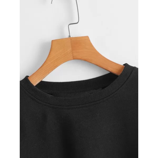 SweatyRocks Women's Casual Long Sleeve Raw Hem Pullover Crop Tops Sweatshirts
