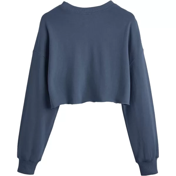 SweatyRocks Women's Casual Long Sleeve Raw Hem Pullover Crop Tops Sweatshirts