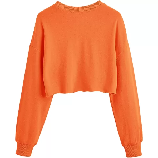 SweatyRocks Women's Casual Long Sleeve Raw Hem Pullover Crop Tops Sweatshirts
