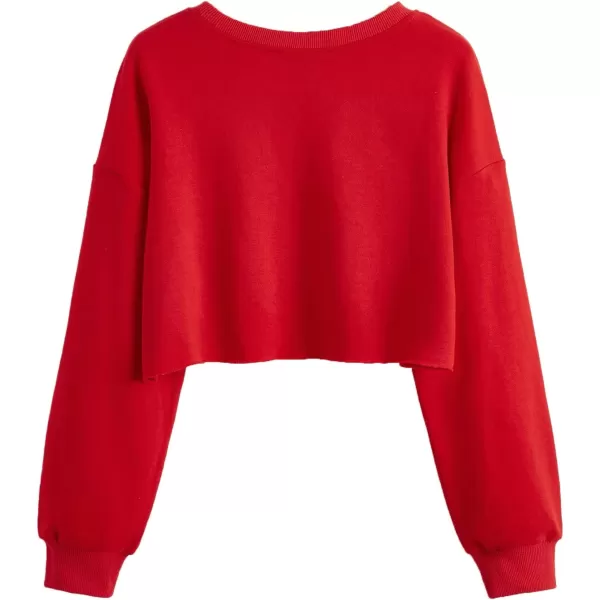 SweatyRocks Women's Casual Long Sleeve Raw Hem Pullover Crop Tops Sweatshirts