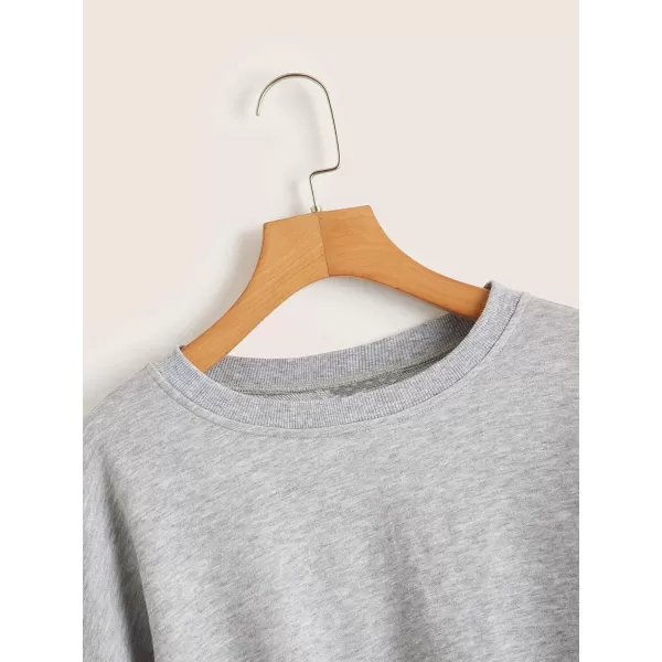 SweatyRocks Women's Casual Long Sleeve Raw Hem Pullover Crop Tops Sweatshirts
