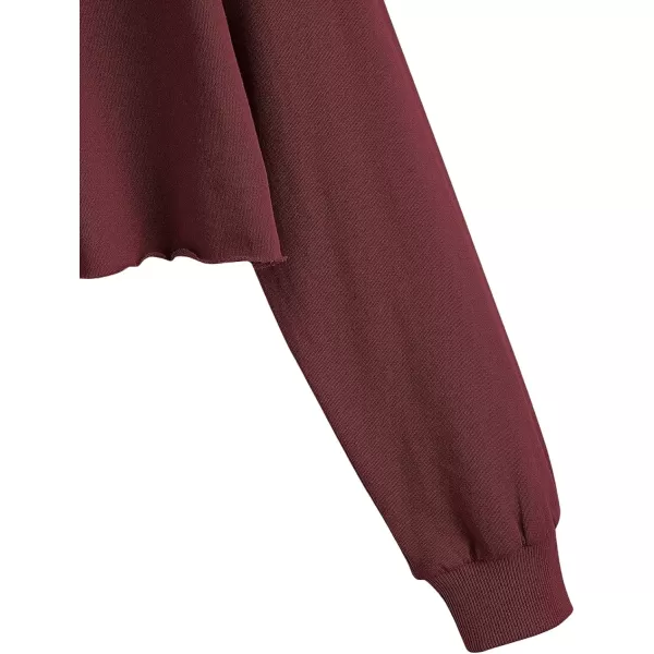 SweatyRocks Women's Casual Long Sleeve Raw Hem Pullover Crop Tops Sweatshirts