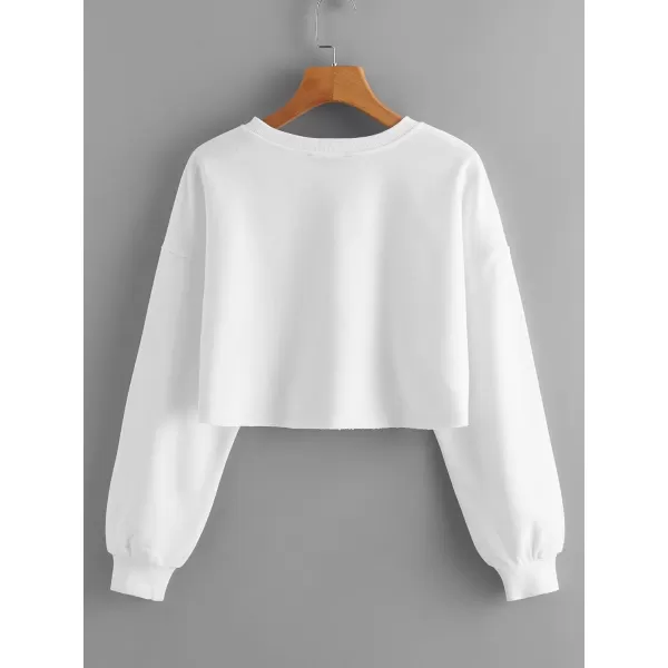 SweatyRocks Women's Casual Long Sleeve Raw Hem Pullover Crop Tops Sweatshirts