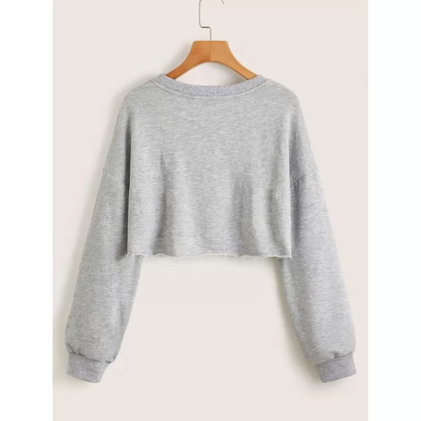 SweatyRocks Women's Casual Long Sleeve Raw Hem Pullover Crop Tops Sweatshirts