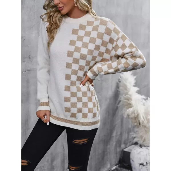 SweatyRocks Women's Casual Long Sleeve Round Neck Top Drop Shoulder Pattern Cable Knit Pullover Sweater