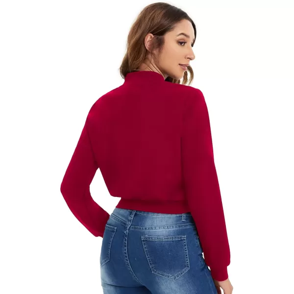 SweatyRocks Women's Casual Long Sleeve Solid Zip Up Coat Crop Bomber Jacket