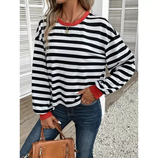 SweatyRocks Women's Casual Long Sleeve Striped Cropped T-Shirt Casual Crop Tee Top