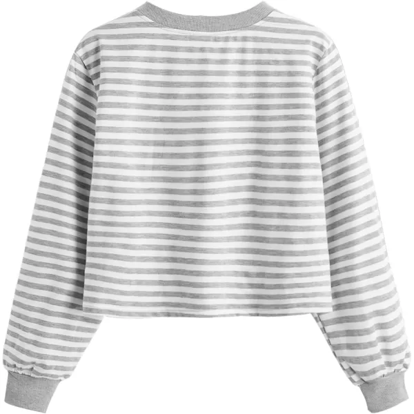SweatyRocks Women's Casual Long Sleeve Striped Cropped T-Shirt Casual Crop Tee Top