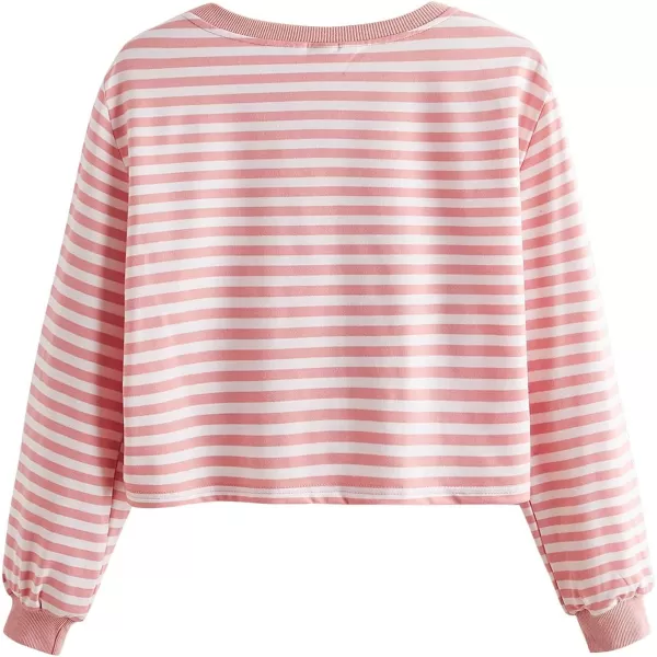 SweatyRocks Women's Casual Long Sleeve Striped Cropped T-Shirt Casual Crop Tee Top