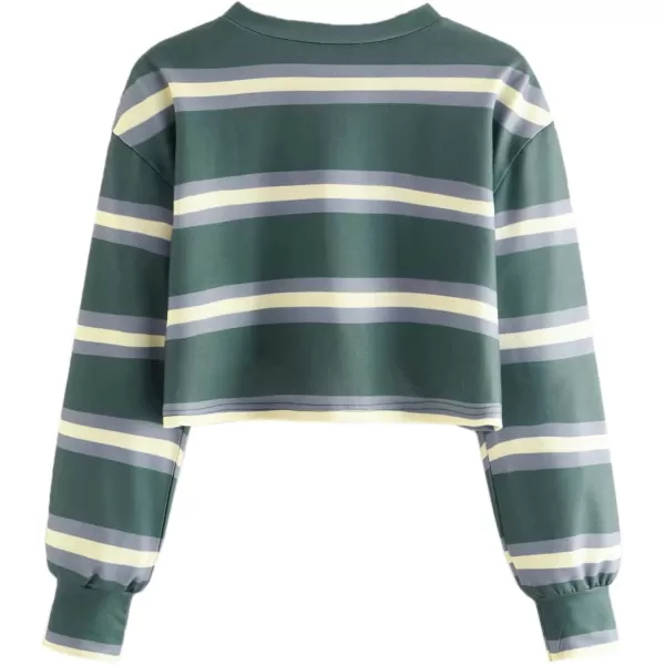 SweatyRocks Women's Casual Long Sleeve Striped Cropped T-Shirt Casual Crop Tee Top