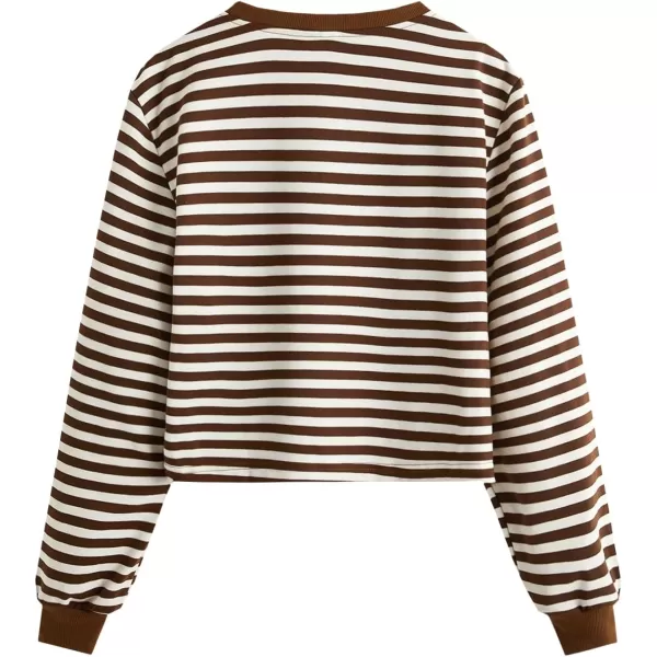 SweatyRocks Women's Casual Long Sleeve Striped Cropped T-Shirt Casual Crop Tee Top