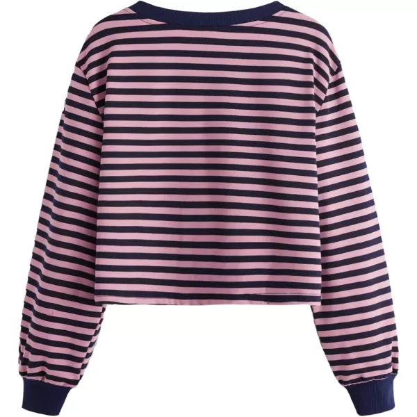 SweatyRocks Women's Casual Long Sleeve Striped Cropped T-Shirt Casual Crop Tee Top