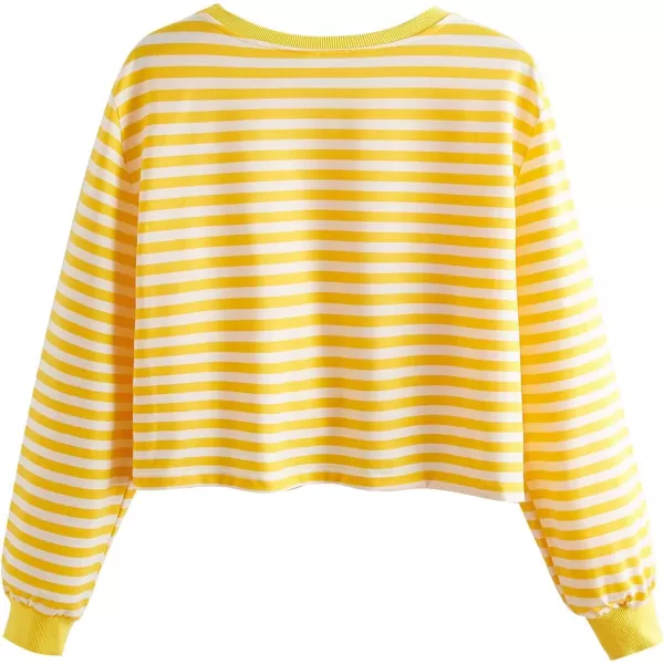 SweatyRocks Women's Casual Long Sleeve Striped Cropped T-Shirt Casual Crop Tee Top