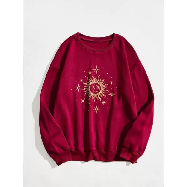 SweatyRocks Women's Casual Long Sleeve Sweatshirt Round Neck Pullover Tops