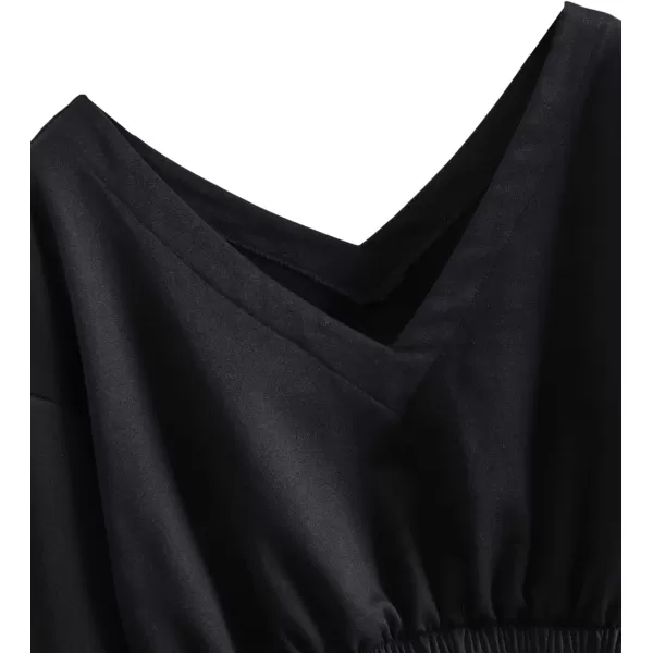 SweatyRocks Women's Casual Long Sleeve V Neck Crop Top Solid Pullover Sweatshirt