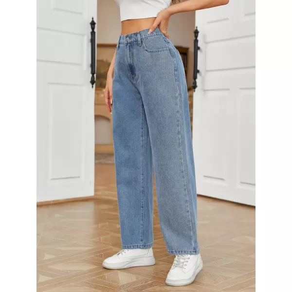 SweatyRocks Women's Casual Loose High Waist Solid Straight Wide Leg Jeans