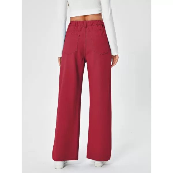SweatyRocks Women's Casual Loose High Waist Solid Straight Wide Leg Jeans