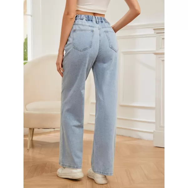 SweatyRocks Women's Casual Loose High Waist Solid Straight Wide Leg Jeans